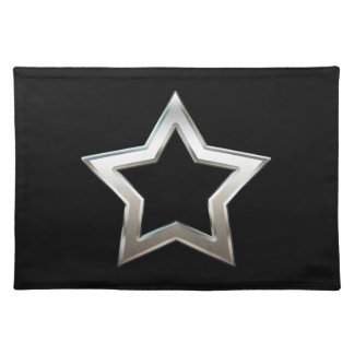 Shiny Silver Star Shape Outline Digital Design Placemat