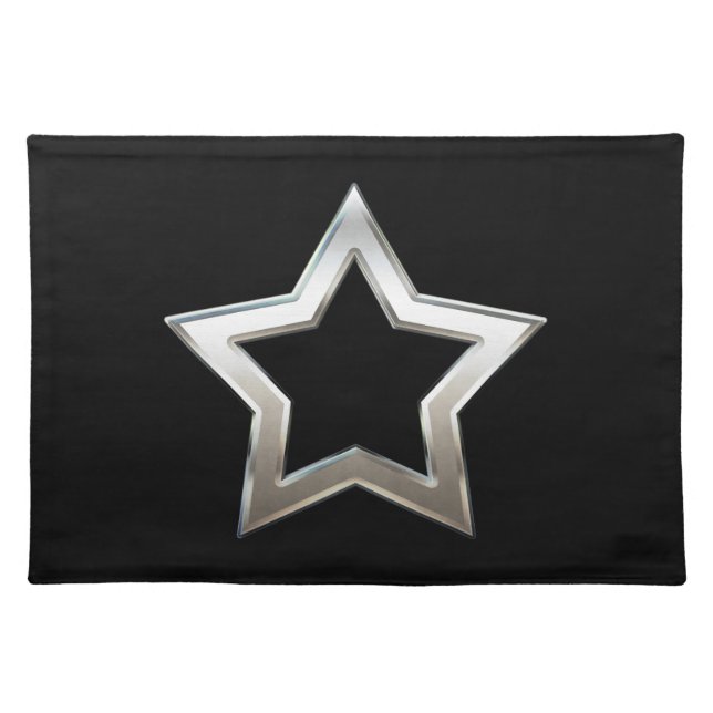 Shiny Silver Star Shape Outline Digital Design Placemat (Front)
