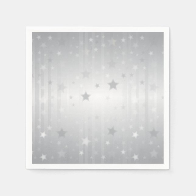 Shiny Silver Stars Napkins (Front)