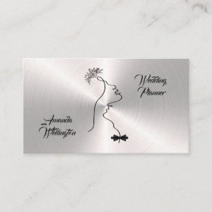 Shiny Silver Wedding Event Planner Business Card