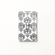 Shiny Silver & White Glam Pattern Modern Chic Light Switch Cover