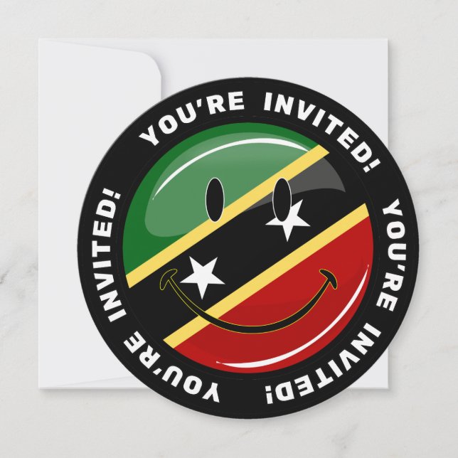 Shiny Smiling St. Kitts and Nevis Flag Invitation (Front)