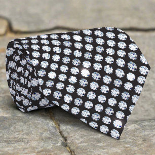 Shiny Sparking Diamond On Black Background Neck Tie