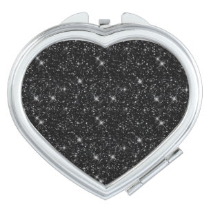 Shiny Sparkle Black Universe Lover Stars Astrology Compact Mirror