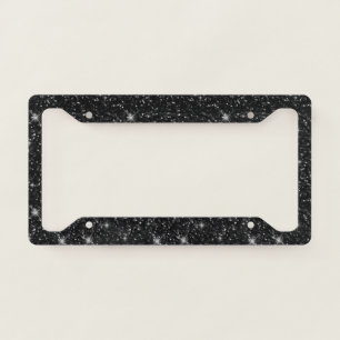 Shiny Sparkle Black Universe Lover Stars Astrology License Plate Frame