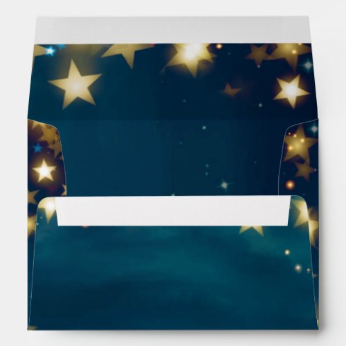 Shiny Sparkles Stars On Blue Indigo Birthday Party Envelope