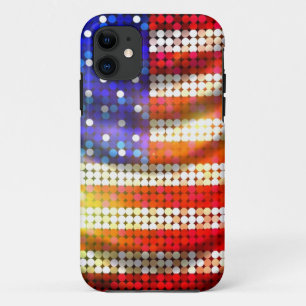 Shiny Sparkling Beaded Sequin American Flag Case