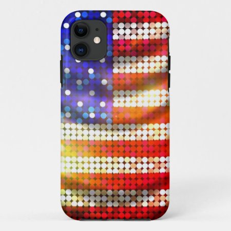 Shiny Sparkling Beaded Sequin American Flag Case