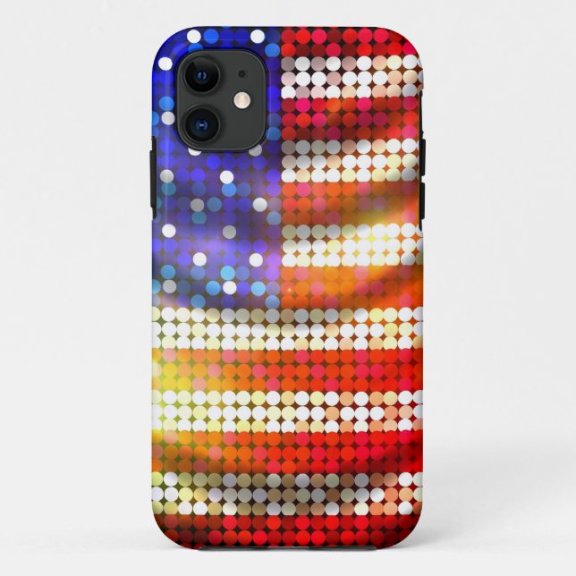 Shiny Sparkling Beaded Sequin American Flag Case (Back)