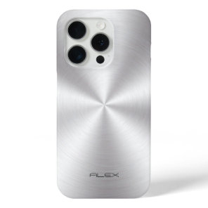 Shiny Stainless Steel Metalli Look- Monogram iPhone 15 Pro Case