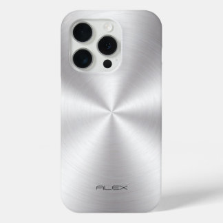 Shiny Stainless Steel Metalli Look- Monogram iPhone 15 Pro Case