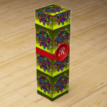 SHINY STAR,COLORFUL GEMS AND RED WAX SEAL MONOGRAM WINE BOX<br><div class="desc">Elegant , artistic design with Renaissance floral motifs and vibrant red, green, purple, yellow, blue 3D gem stones.Cool jewel design, modeling and rendering by Bulgan Lumini (c).</div>