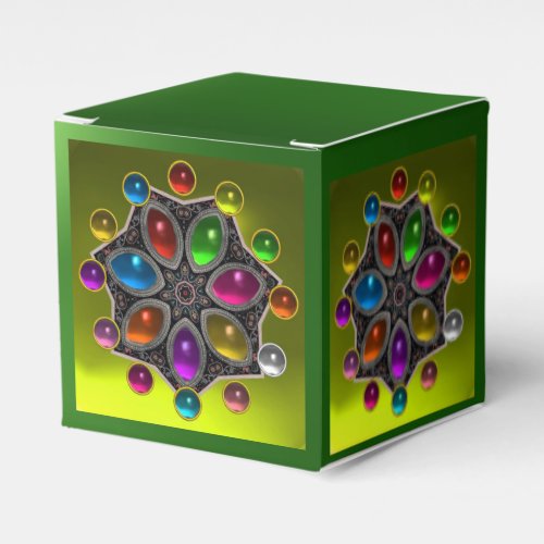 SHINY STAR COLORFUL GEMSTONES Gold Yellow Green Favor Boxes