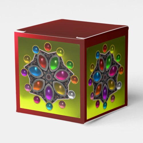 SHINY STARCOLORFUL GEMSTONES Gold Yellow Red Ruby Favor Boxes