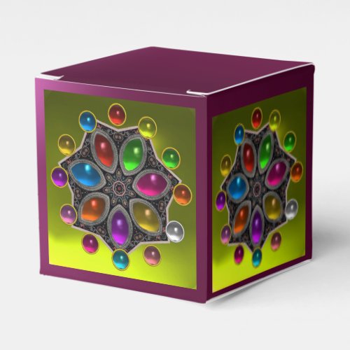 SHINY STARCOLORFUL GEMSTONES Yellow Pink Purple Favor Boxes