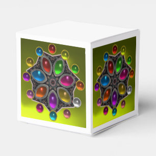 SHINY STAR WITH COLORFUL GEMSTONES Gold Yellow Favor Boxes