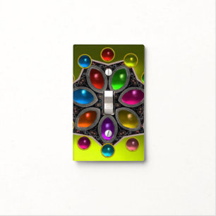 SHINY STAR WITH COLORFUL GEMSTONES Gold Yellow Light Switch Cover