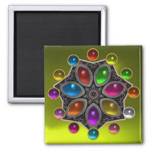 SHINY STAR WITH COLORFUL GEMSTONES Gold Yellow Magnet