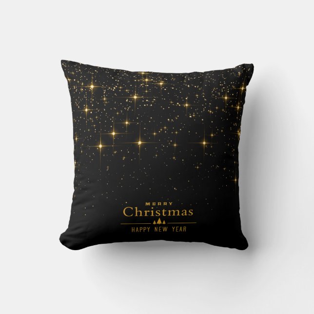 Shiny Stars Happy New Year Merry Christmas Throw Pillow (Front)