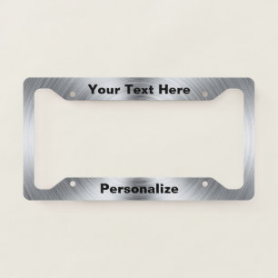 Shiny Steel Monogrammed License Plate Frame