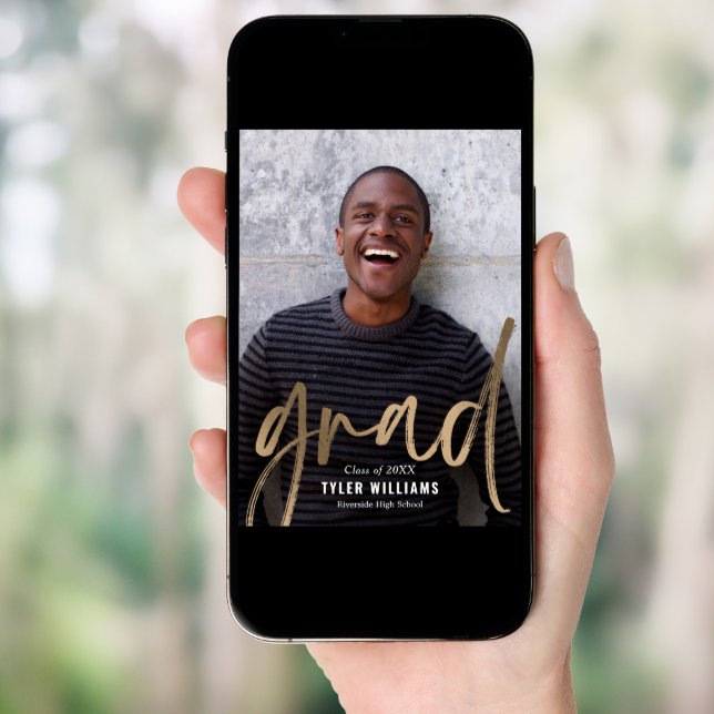 Shiny Strokes Graduation Announcement Invitation (Front Digital)