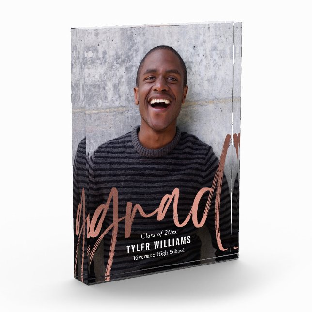 Shiny Strokes Graduation Keepsake Photo Block (Left)