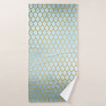 Shiny Teal Gold Glitter Mermaid Scales