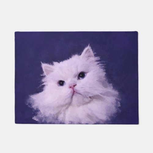 Shiny _ the white Persian cat Doormat