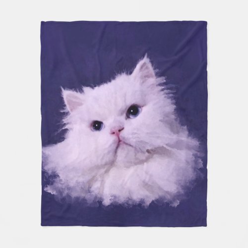 Shiny _ the white Persian cat Fleece Blanket