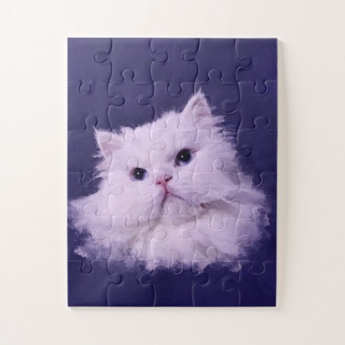 Shiny _ the white Persian cat Jigsaw Puzzle