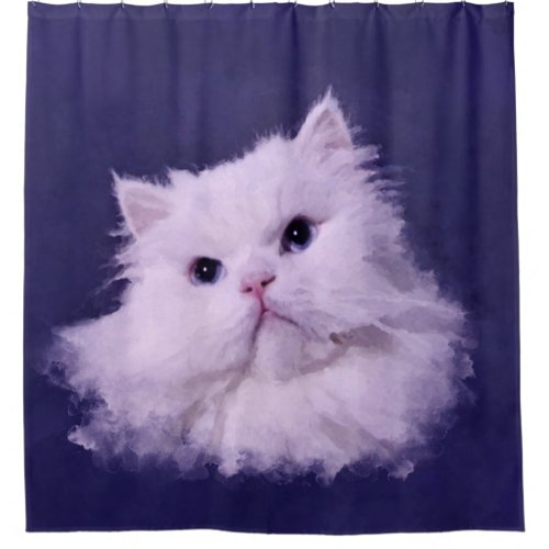 Shiny _ the white Persian cat Shower Curtain