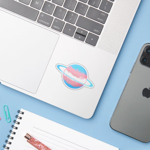 Shiny Transgender Planet with Rings Sticker