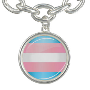 Shiny Transgender Pride Flag Charm Bracelet