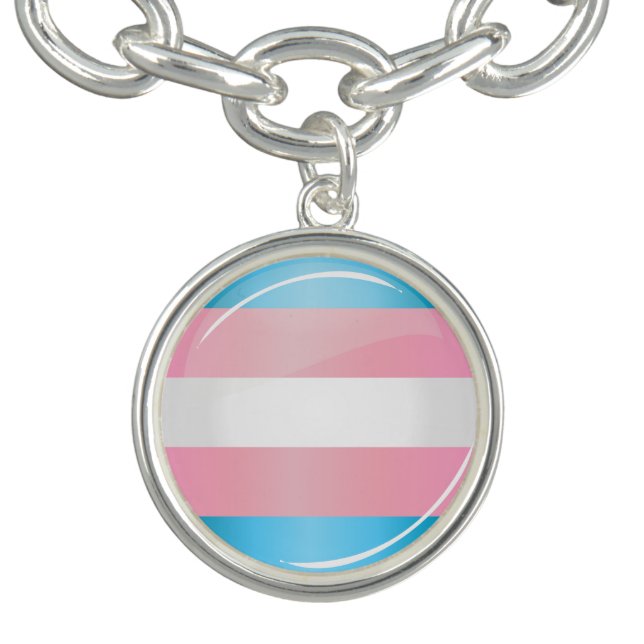 Shiny Transgender Pride Flag Charm Bracelet (Design)