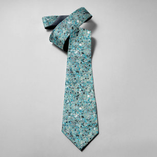 Shiny Turquoise Glitter Festive Background Neck Tie