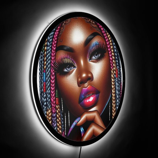 Shiny Urban Hip Hop Melanin Chic LED Sign (Angle)
