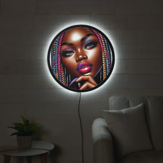 Shiny Urban Hip Hop Melanin Chic LED Sign (Living Room)