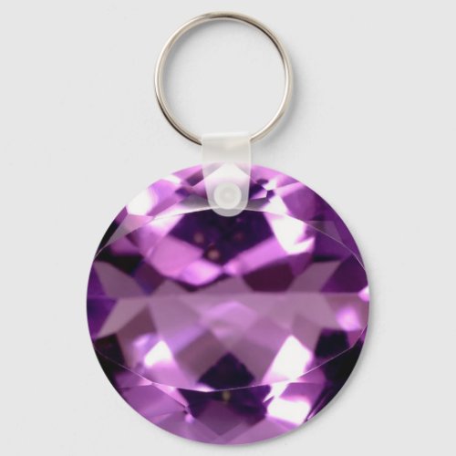 Shiny violet Amethyst gem February birthstone Keychain