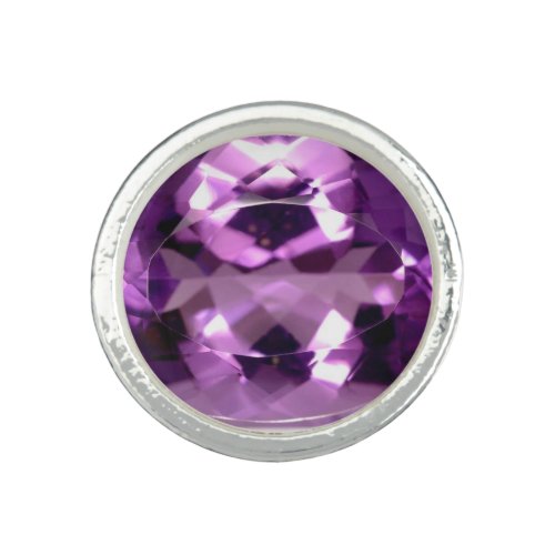 Shiny violet Amethyst gem February birthstone Ring