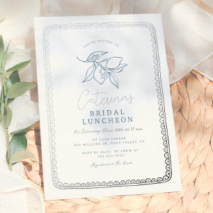 Shiny Whimsical Hand Drawn Lemon Bridal Shower Foil Invitation