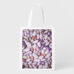 Shiny white and purple cool beans grocery bag