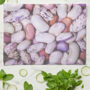 Shiny white and purple cool beans kitchen towel