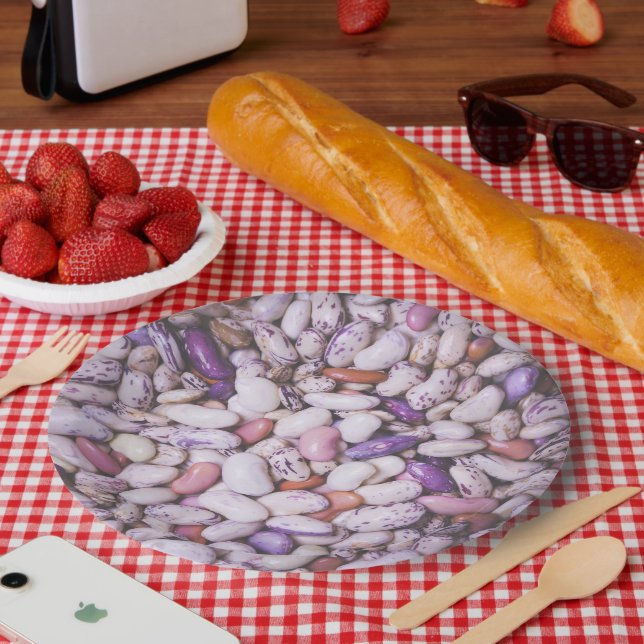 Shiny white and purple cool beans paper plates (Picnic)