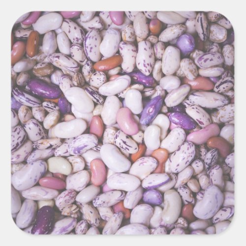Shiny white and purple cool beans square sticker