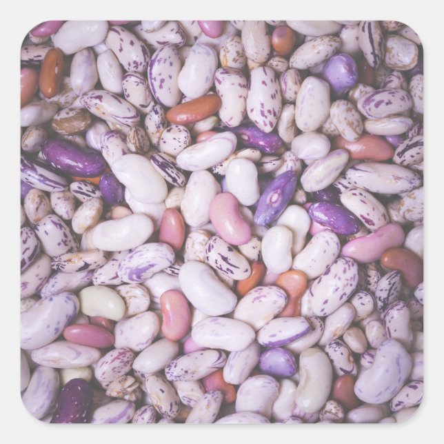 Shiny white and purple cool beans square sticker (Front)