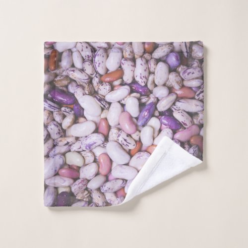 Shiny white and purple cool beans wash cloth