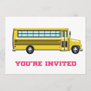 Shiny Yellow School Bus Invited Invitation