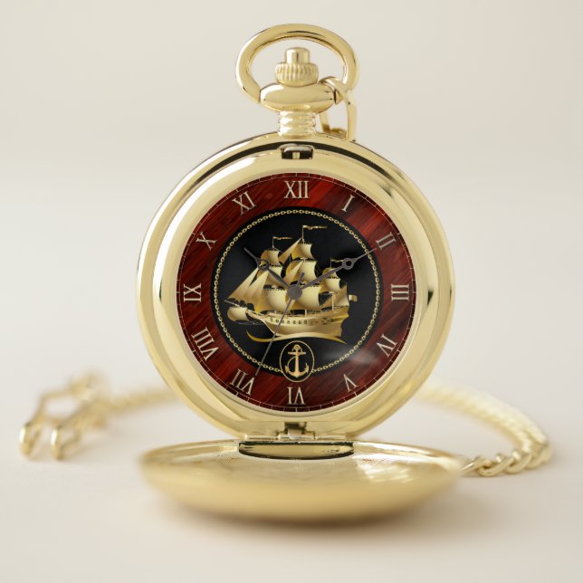 Ship 3 & Numeral Options Pocket Watch (Inside)