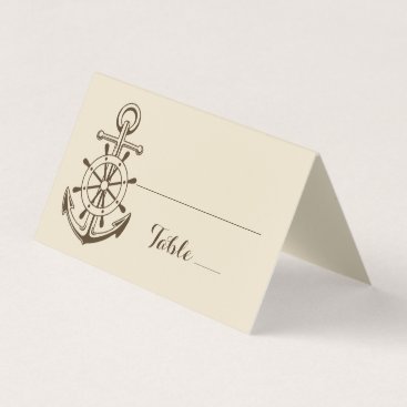 Ship Anchor Brown Tan Nautical Ship Wheel Wedding Place Card Ship Anchor Brown Tan Nautical Ship Wheel Wedding Place Card
