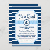 Ship anchor nautical baby boy shower invitation (Front/Back)